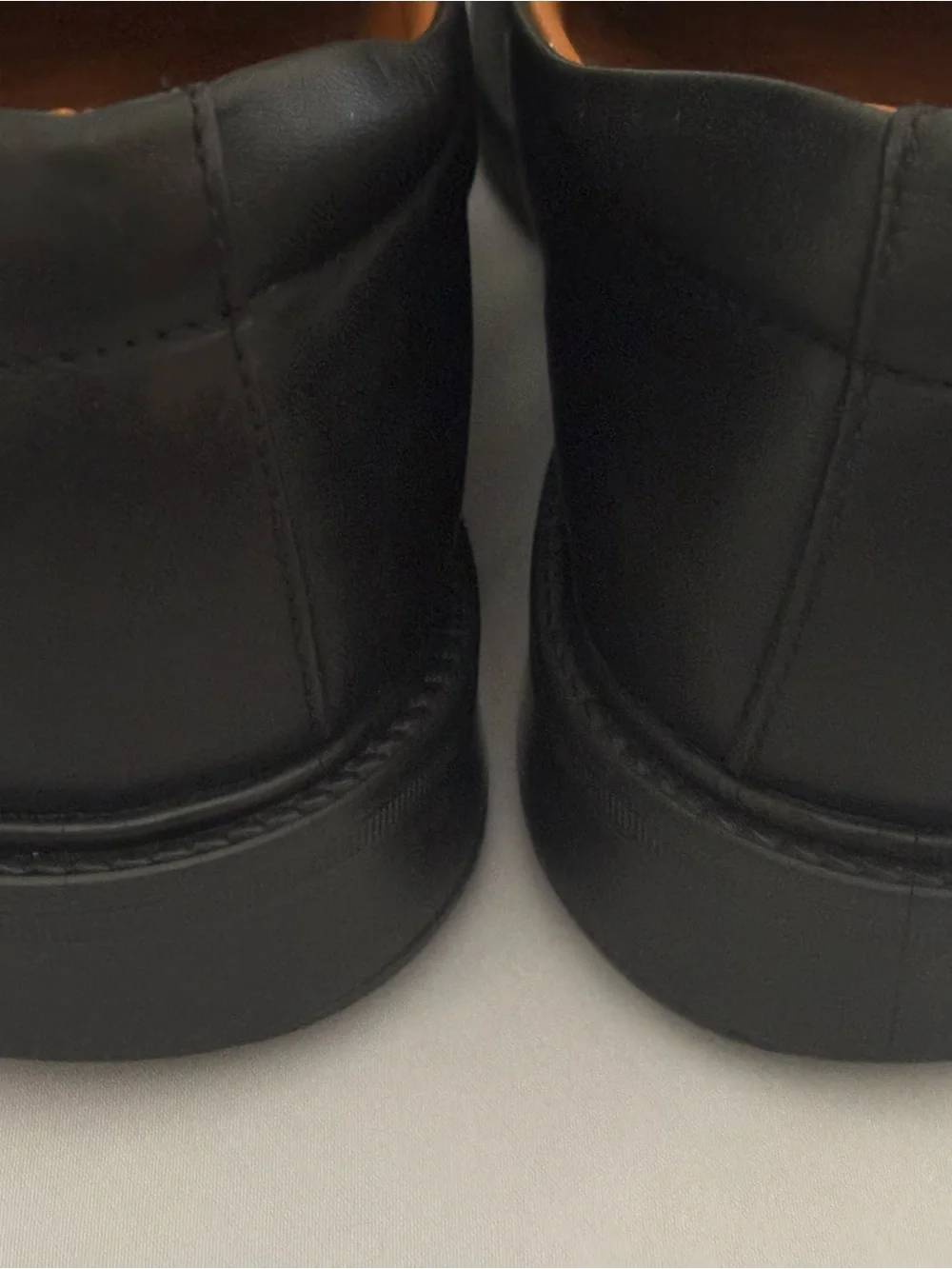 bill blass Black Leather Slip-On Loafers with Tan Interior